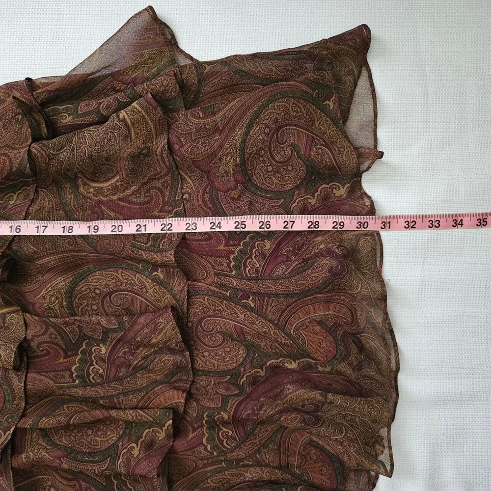 Lauren Ralph Lauren Womens Brown Paisley Ruffle Silk Boho Fairy Maxi Skirt 10
